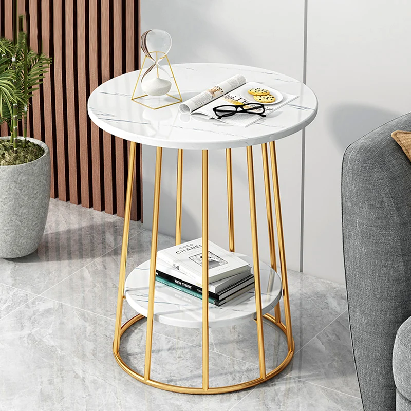 Contemporary Dual Layer Storage Beverage Stand Balcony Nightstand Simplistic Functional Design for Compact Areas Domestic Room