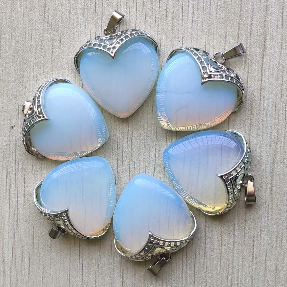 

Подвески в форме сердца из сплава хорошего качества с опалом и сплавом для изготовления ювелирных изделий, оптовая продажа, 6 шт./лот, бесплатная доставка