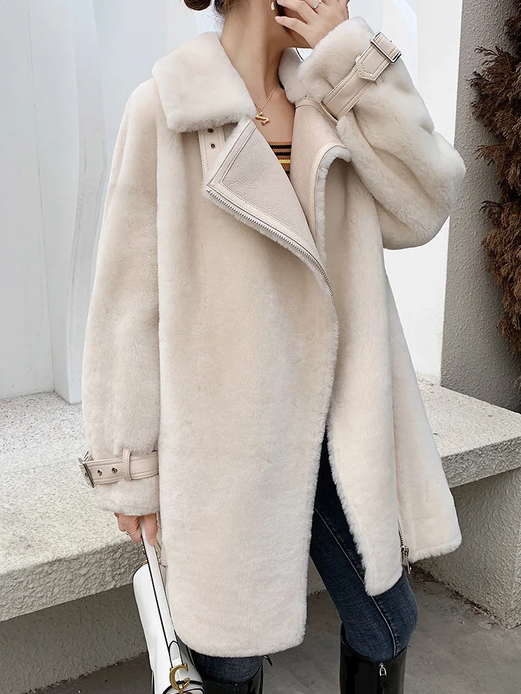 Sheep Boollili Natural Shearing Real Fur Coat Women 100% Wool Jacket Women Clothes 2023 Winter Coat Women Korean Fur Tops