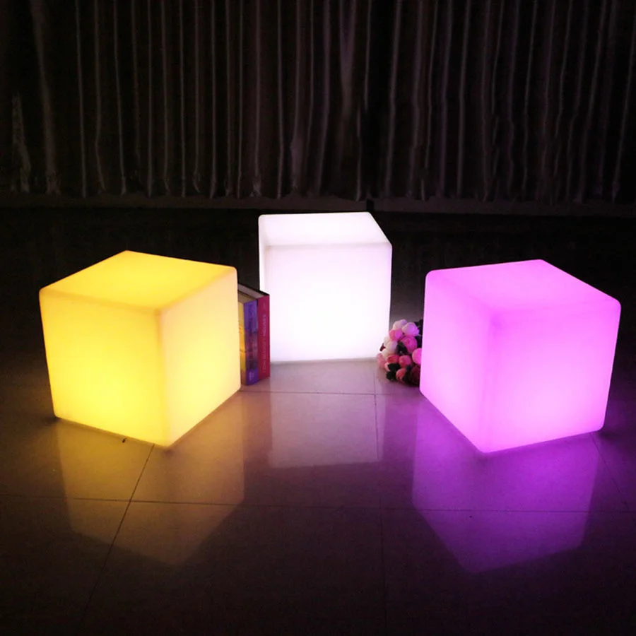 Novelty LED Luminous Cube Night Lights Usb Recharge Remote 16 Color Bar KTV Party Glowing Seat Light for Garden Hotel Decoration