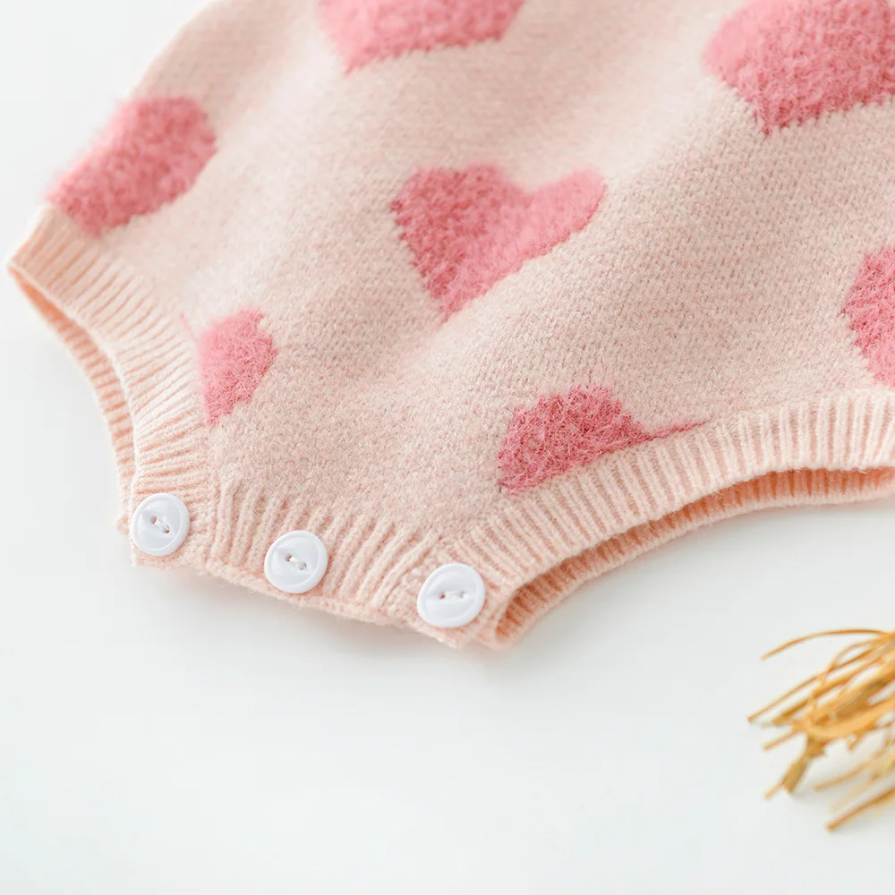 MILANCEL Baby-Kleidung für Mädchen, Baby-Strickkleidungsset, Herz-Body, Baby-Pullover, 2-teiliger Baby-Anzug, weiche Kleidung für Neugeborene