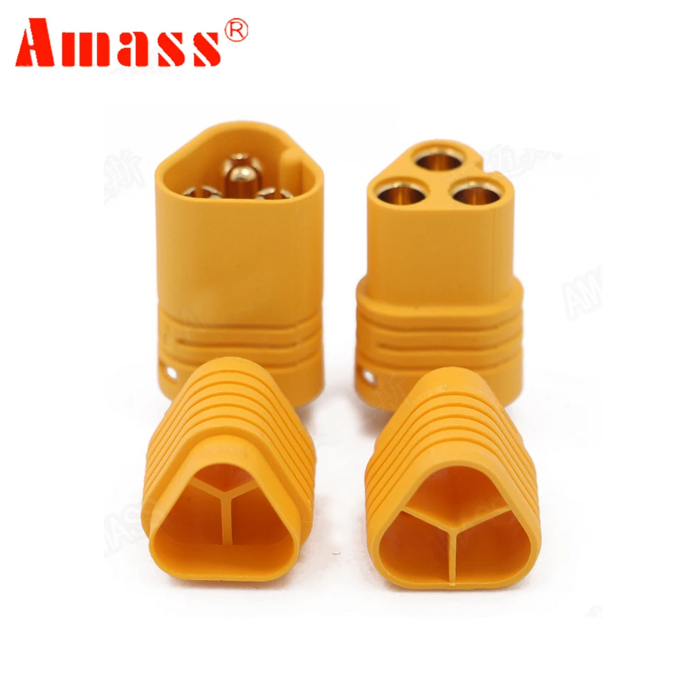 2/5 pair AMASS MT60 3.5mm 3 pole Bullet Connector Plug Set For RC ESC to Motor