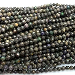 Veemake Natural Black Opal Faceted Small Round Women's Beads For Jewelry Making DIY Necklace Bracelets Earrings Ring 06764