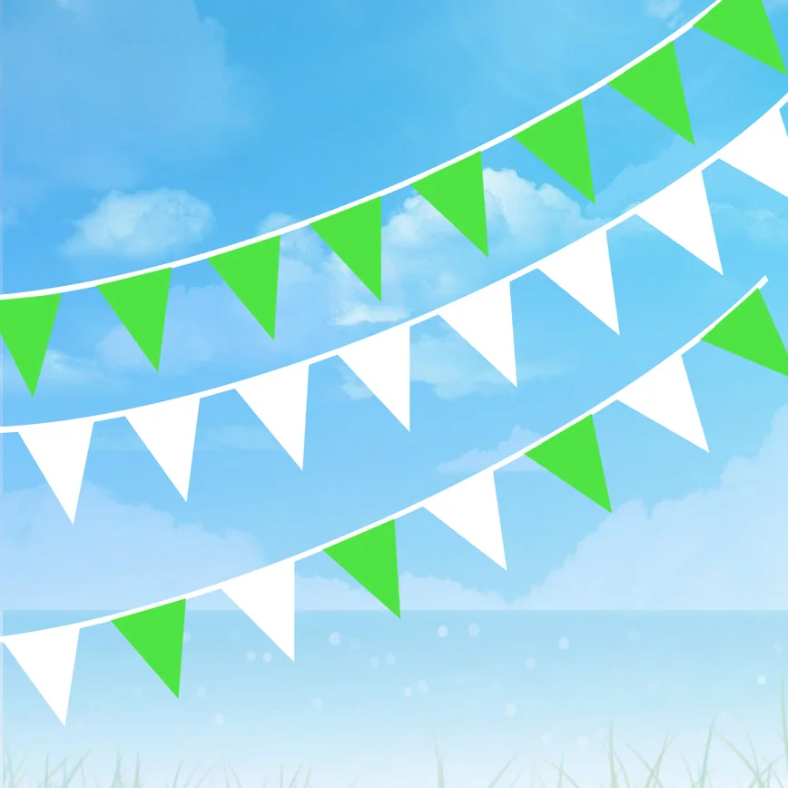 

20Pcs Green White Bunting Garland Fabric Flags Banners Party Matrimonio/Happy Birthday Halloween Mariage Anniversaire Decoration