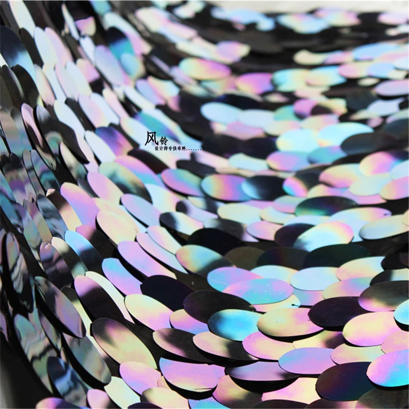 Fish Scales Sequined Fabric Embroidered Mesh 3 Colors DIY Home Decor Skirt Wedding Dress Stage Clothes Designer Fabric