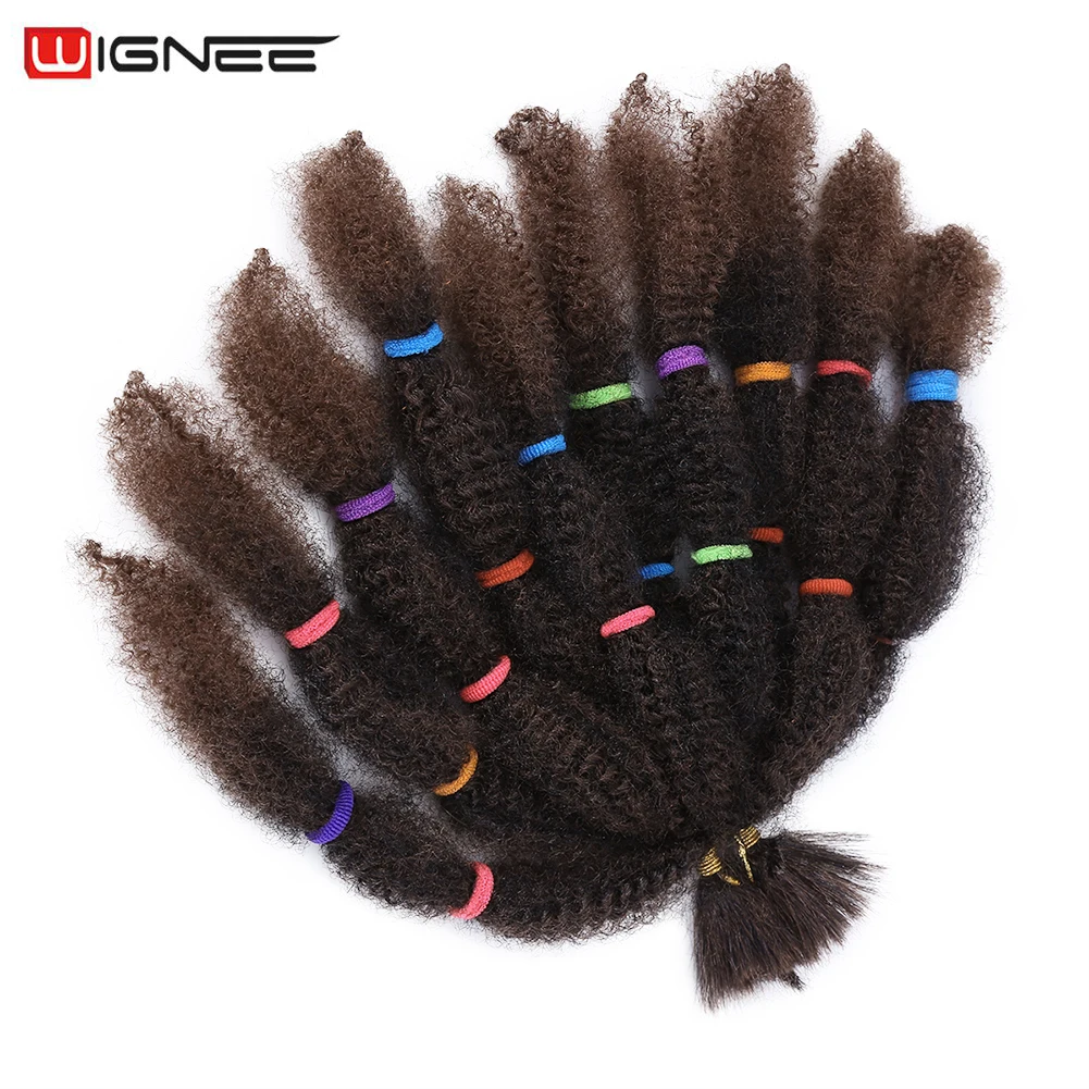 Wignee Synthetic Braiding Hair Afro Curls Locks Crochet 12 Inch Hair Extensiones Ombre Kinky Bulk For Women Fake Hair