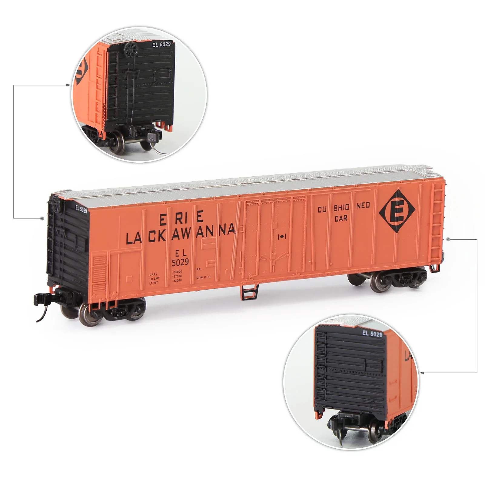 C15015 Evemodel Wagon N Scale 1:160 50\' Steel Reefer 50ft Boxcar Freight Car (Pack of 3)