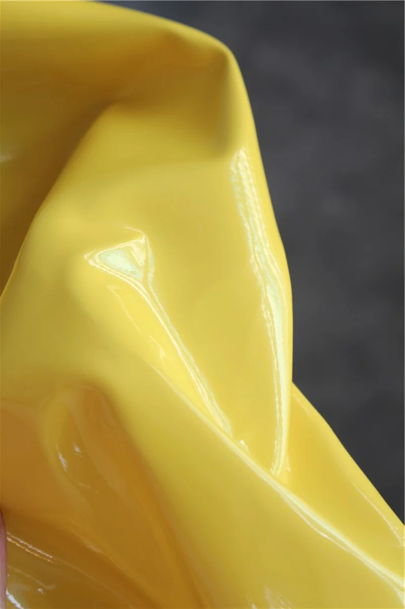 PU Patent Leather Fabric Yellow Waterproof DIY Patches Stage Cosplay Decor Props Bags Dress Coat Clothes Designer Fabric