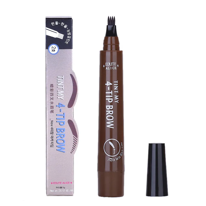 2021 Makeup New four-fork Eyebrow pencil, Waterproof and Sweat-proof easy to color fork Eyebrow pen,Liquid Eyebrow Brush