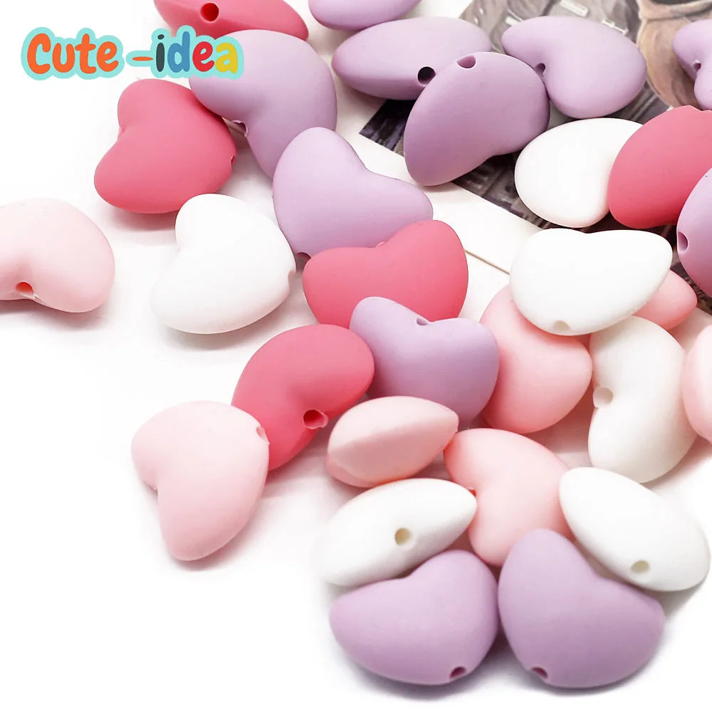 Mignon-idée 10 pièces perles de Silicone en forme de coeur infantile dentition à mâcher perles bricolage sucette chaîne jouet accessoires sans BPA bébé marchandises