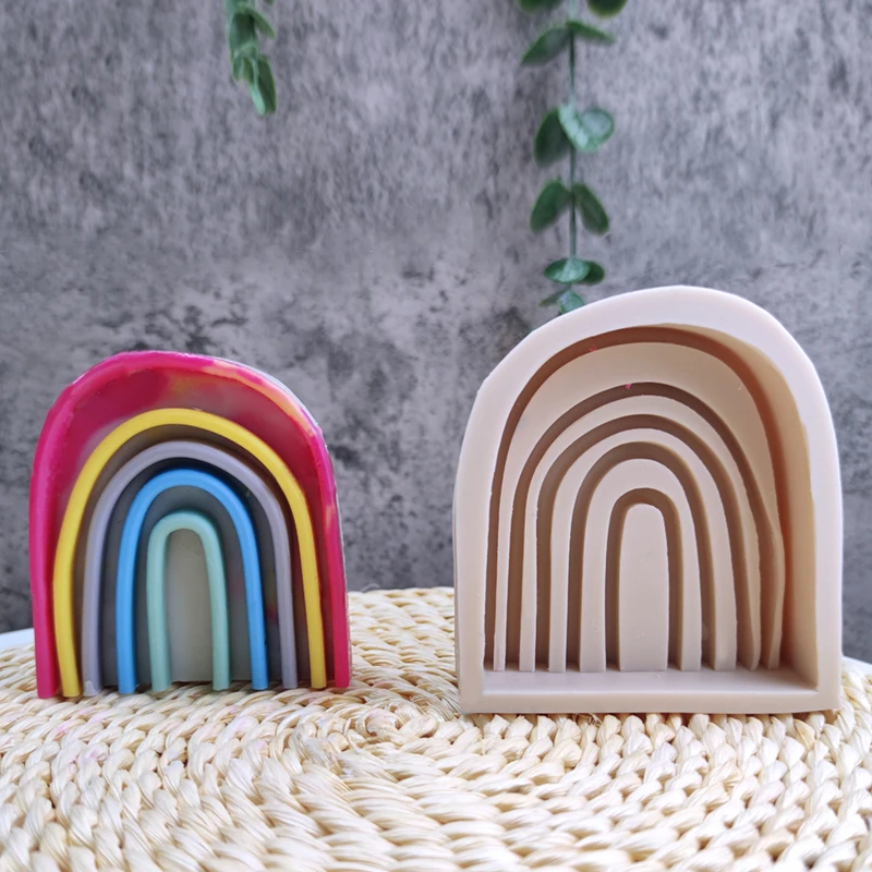 

Creative Rainbow Bridge Arch Scented Candle Decor, DIY Plaster Soap, Silicone Mold, Handmade Aroma, Photo Ornament, Epoxy