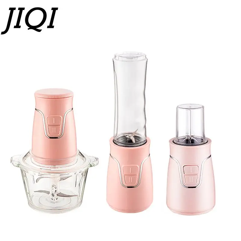 JIQI 3 in 1 Electric  Meat Ginder Stainless steel Chopper Grinder Mincer 2 Speeds Mixer juicer Food Processor Garlic Paste 300W