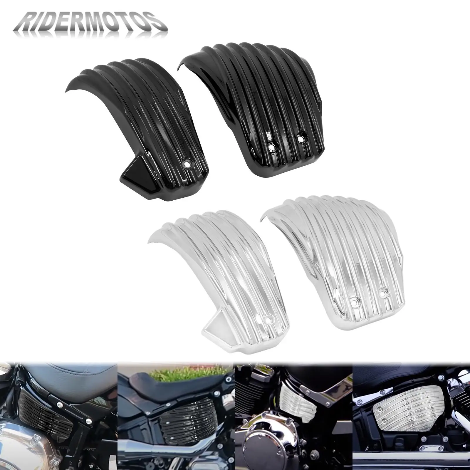 

Motorcycle ABS Plastic Battery Side Covers Fairing Black/Chrome For Harley Softail Breakout Fat Boy FXDR Fat Street BOB 2018-Up