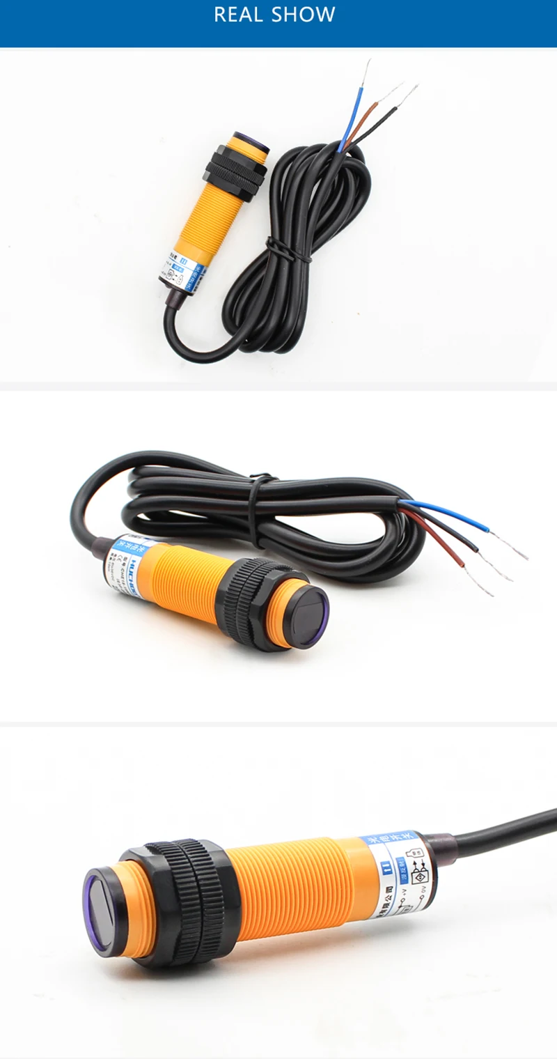 M18 Diffuse reflection sensor photoelectric switch Sensor E3F-DS10C4/C2/P1/P2 three wire NPN NO NC 10CM±10% adjustable 24V