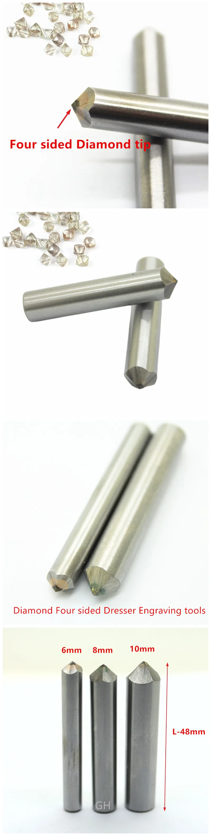 Diamant-Gravierwerkzeuge: Vierseitiger Schleif- und Fräsfräser für CNC-Gravur und Schleifscheiben-Abrichtung, 1 Stk. – Detail 1