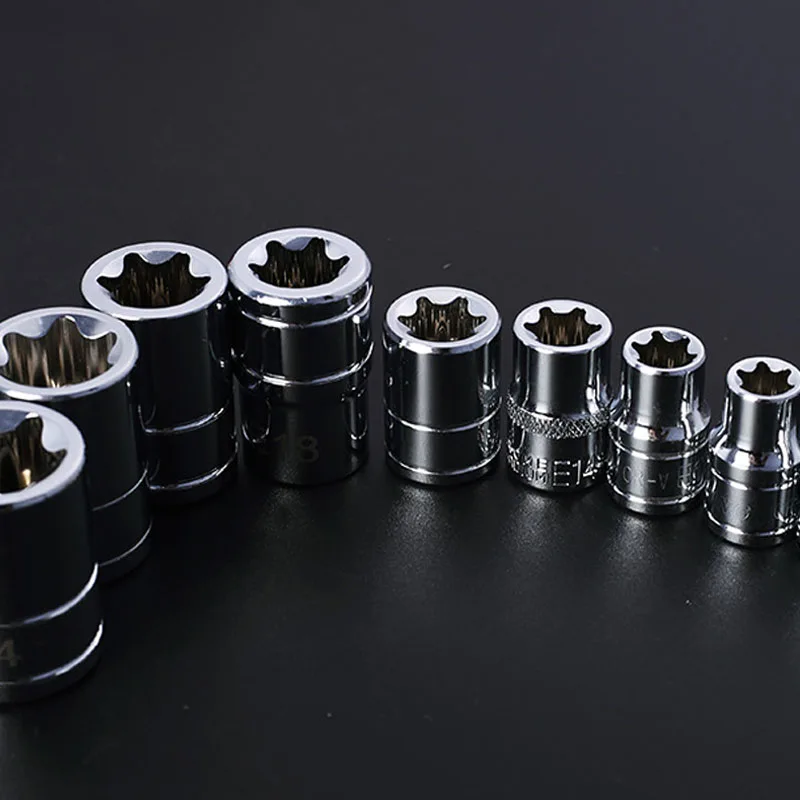 Juego de enchufes E4-E24 Torx para reparación de automóviles, llave de cabeza tipo E de 1/4 ", 3/8" y 1/2 ", llave de cabeza Allen, herramientas de enchufes universales, 14 Uds.