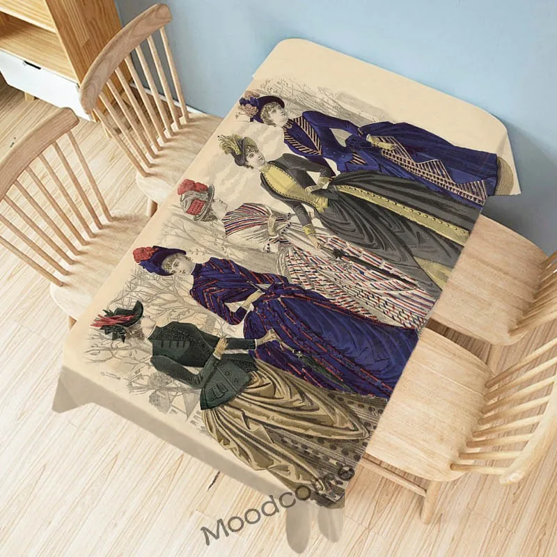 Royal Anicent Europe Victorian Era Fashion Elegant Lady Woman Luxury Poster Art  Desk Cover Linen Table Cloth Art Wall Tapestry