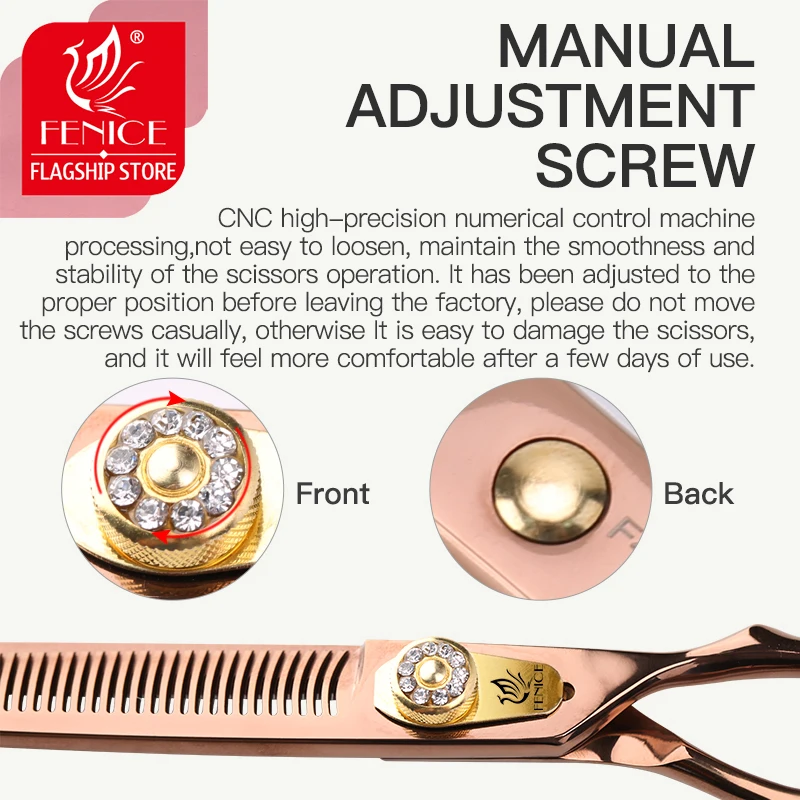 Fenice Professional High Quality 7.0 inch Double Side Scissors for Pet Dog Grooming Thinner Thinning Rate 20-30%