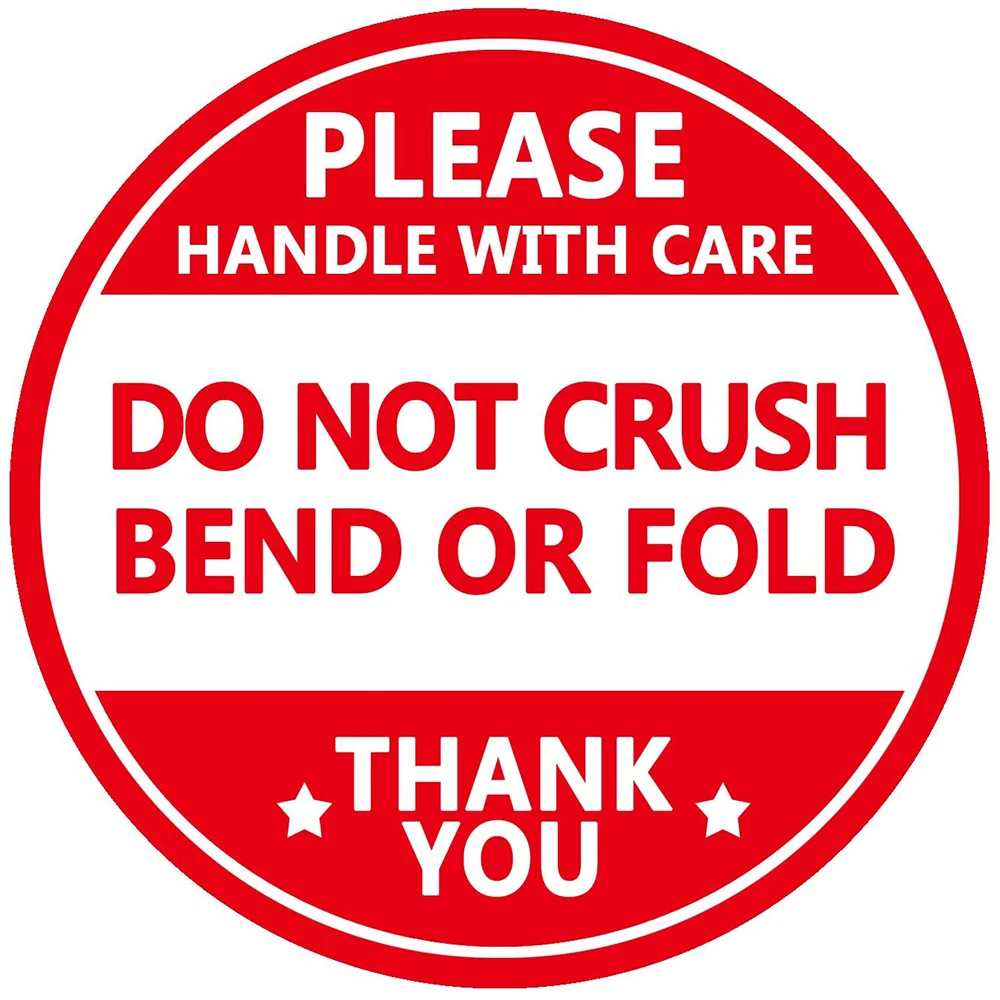 2 Inch Fragile Please Do Not Crush Bend or Fold Shipping Handling Warning Stickers Labels for Package 500 Pcs Per Roll