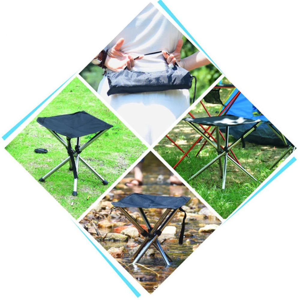 Retractable Folding BBQ Stool Camping Fishing Chair Outdoor Portable Foldable Chair Load Bearing Travel Picnic Beach Chairs