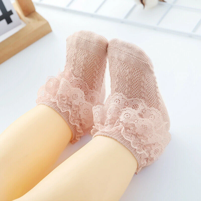 Baby Girls Lace Princess Socks Ruffle Frill Accessories Girls Socks Cotton Breathable Newborn Kids Cute Socks Baby Clothing