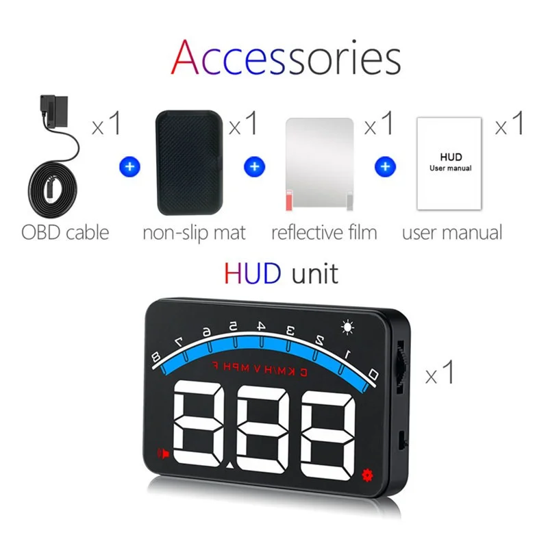 OHANEE New M6 HUD Head Up Display Car-styling Hud Display Overspeed Warning Windshield Projector Alarm System Universal Auto M6