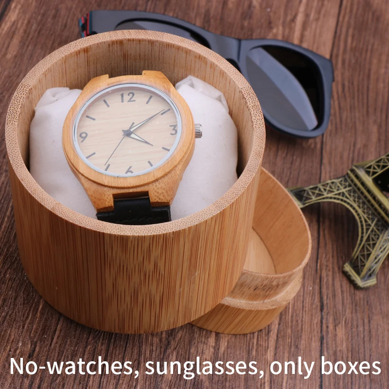 Fashion Watches Bamboo Case Watches Cases Wooden Gifts Round Boxes Jewelry Boxes Gift Customized Dropshipping