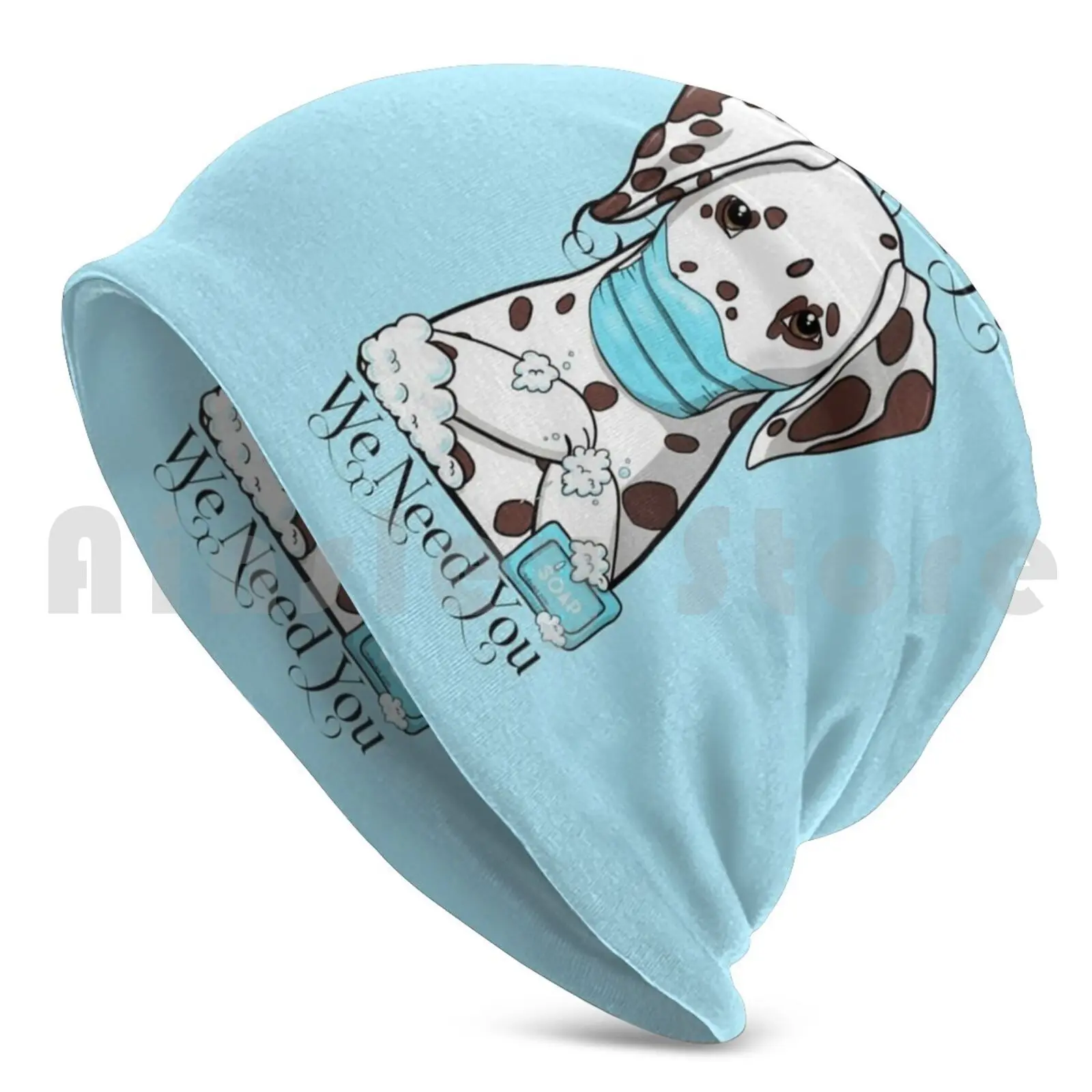 Dalmatian Wash Your Paws Beanies Pullover Cap Comfortable Dalmatian Wash Your Paws Beanie Soap Cute Dog Stay Safe