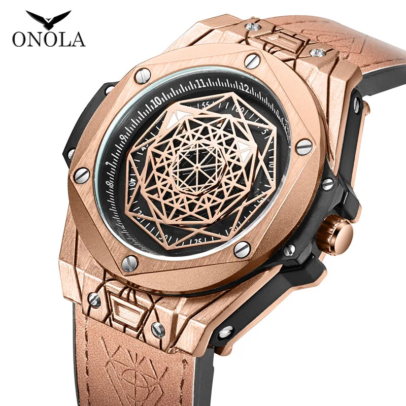 men watch Brand ONOLA Luxury fashion unique sport 2021 new leather quartz watch men relogio masculino