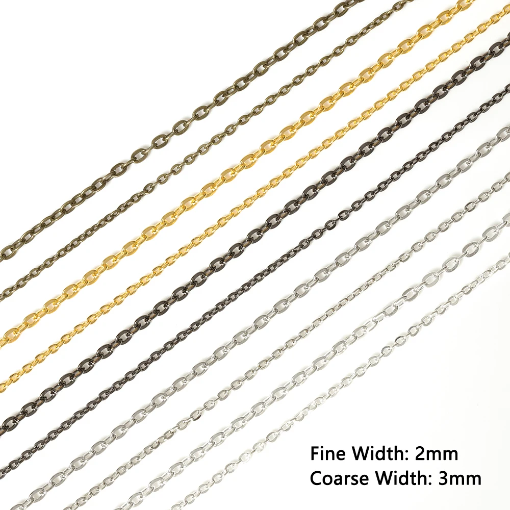 

5meters Metal Necklace Link Chains 2mm 3mm width Gold Bracelet Chains Bulk Materials For Jewelry Making Diy Handmade Supplies