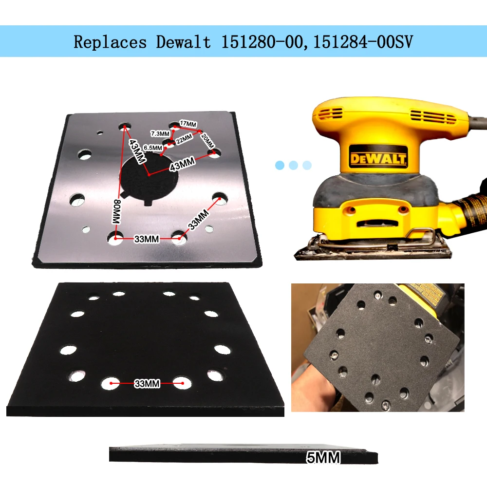 3-Pack 1/4 Sheet Sander 14 Holes Pad Backing Plate for 151280-00, 151284-00SV Finish Replacement  Sanding Pad  Finishing Sander