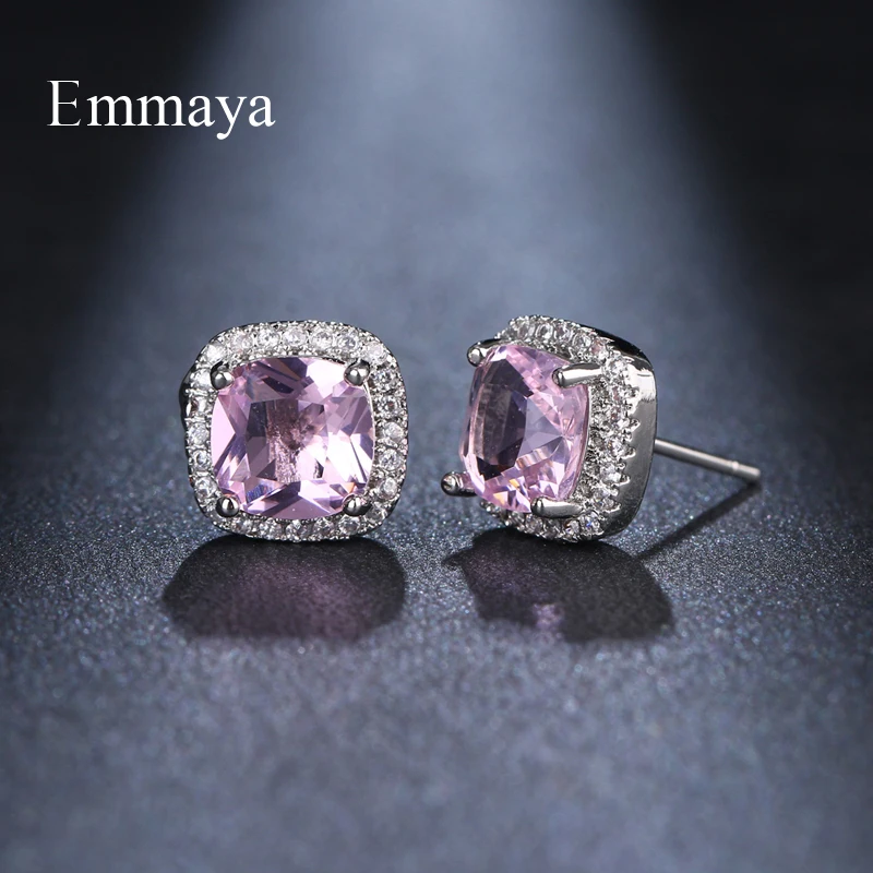 Emmaya Classical Appearance Fashion Square Shape Earring With Cubic Zircon Muliticolor Choice Dainty Jewelry Female In Party