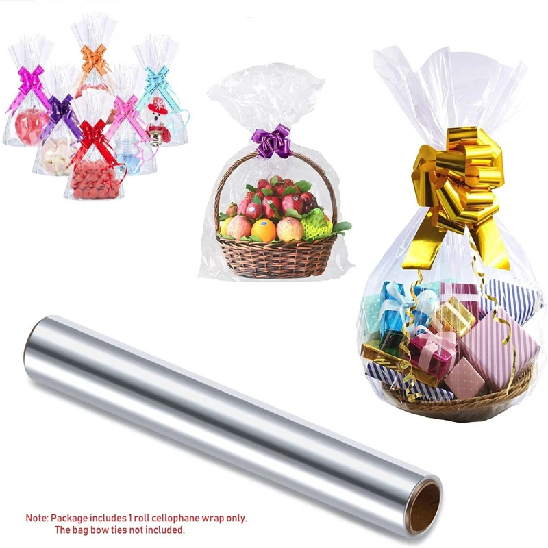 Waterproof Transparent Cellophane Wrap Wrapper Roll, Basket Packing Film, Bouquet Crafts Supplies, DIY Flower Crafts, 80cm x 30m