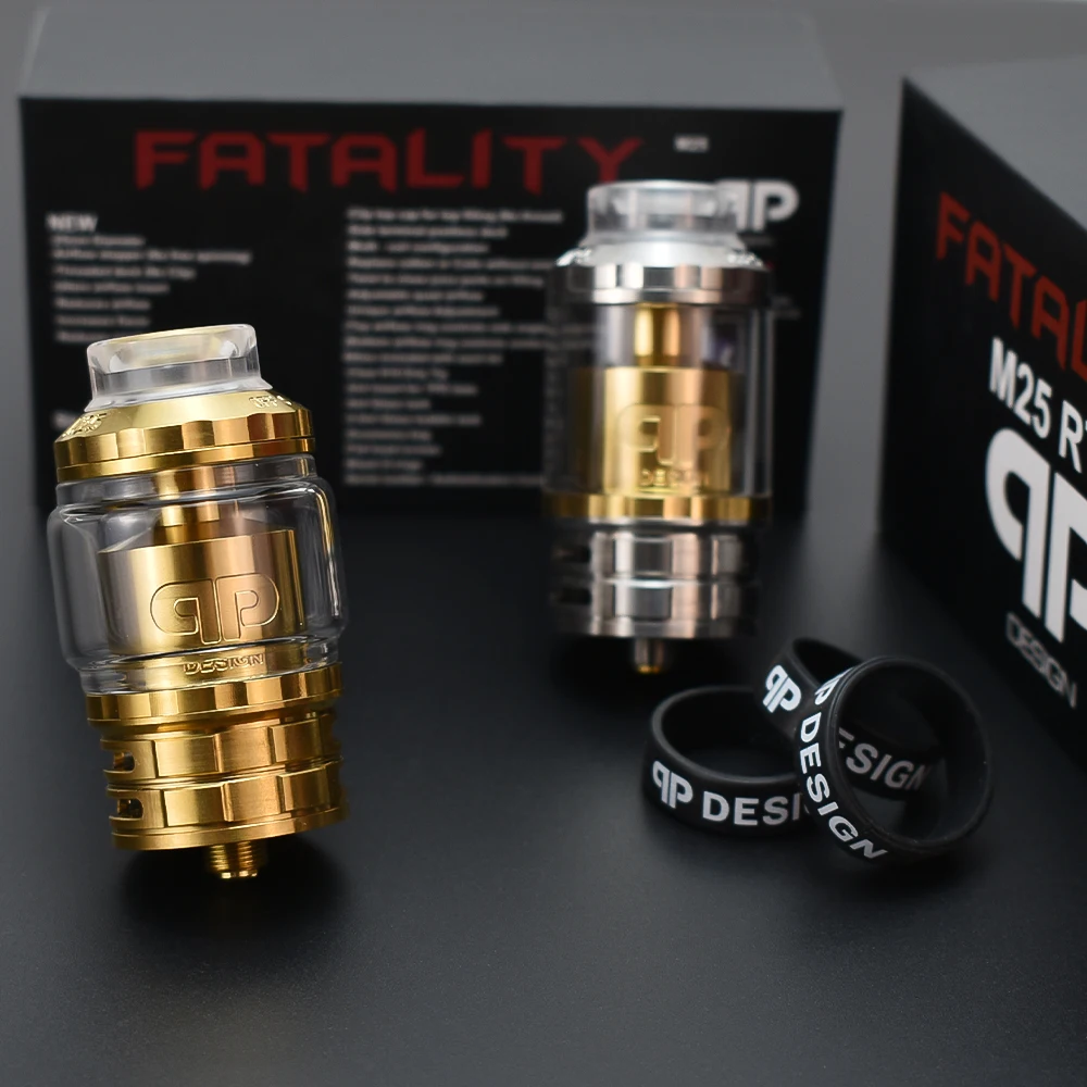 QP Designs Fatality M25 RTA 316SS ด้านบนบรรจุ Rebuildable Vape 4Ml/5.5Ml ความจุ25มม.ม้วนหรือ Dual Coils Atomizer