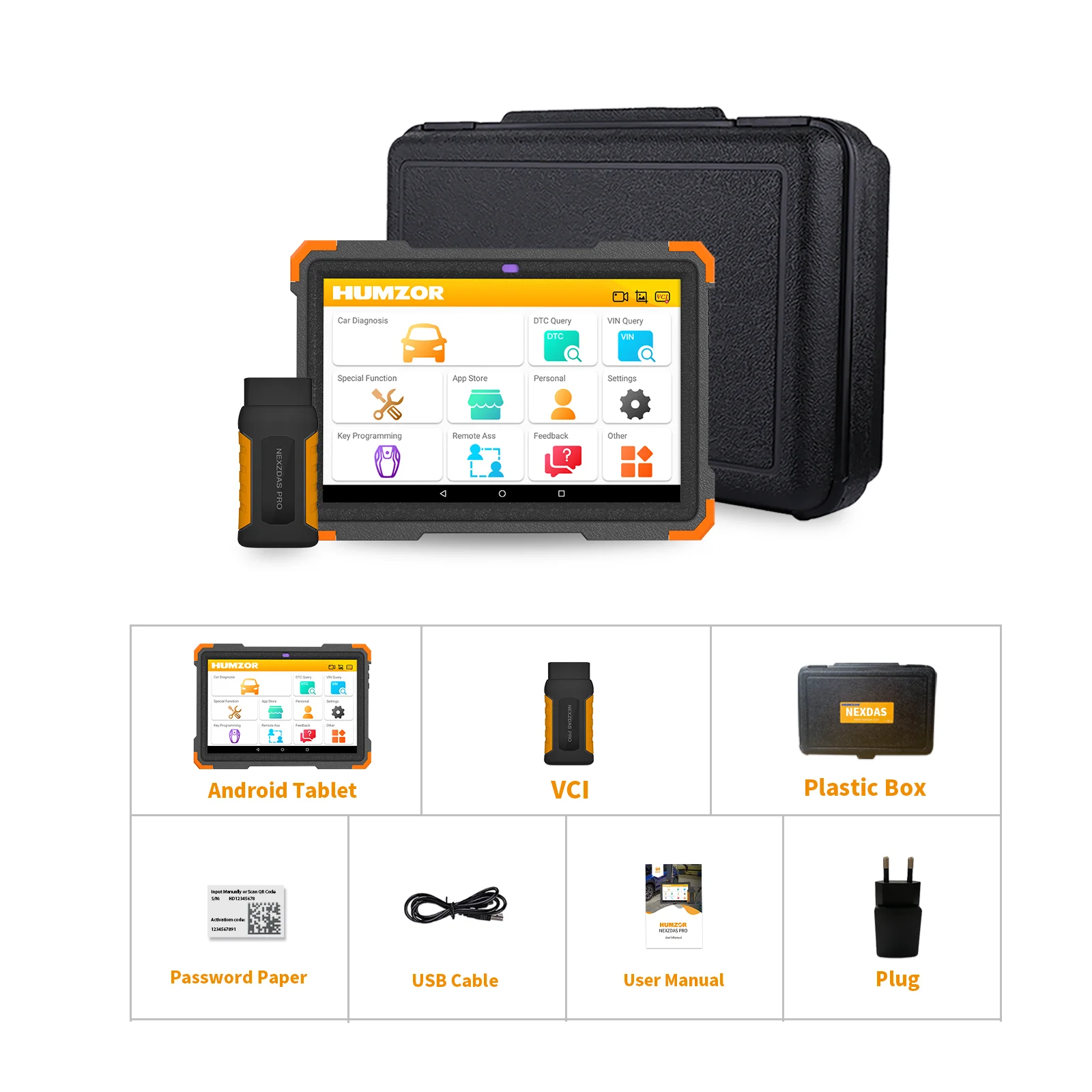 Humzor Professional Full System OBD2 Scanner Car Diagnostic Tool for ABS Airbag Oil EPB DPF Key Programming ND366 Elite