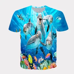 Spring Summer Kawaii Underwater Dolphin Patterns 3D Print Men Women Casual Cool T Shirt Oversized T Shirt Boys Girls Tops