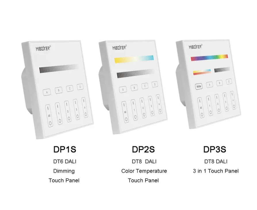 Miboxer DALI 86 touch panel DALI power input  ; RGB/RGBW/RGB+CCT smart led dimmer controller DP1S/DP2S/DP3S ;for led lamps