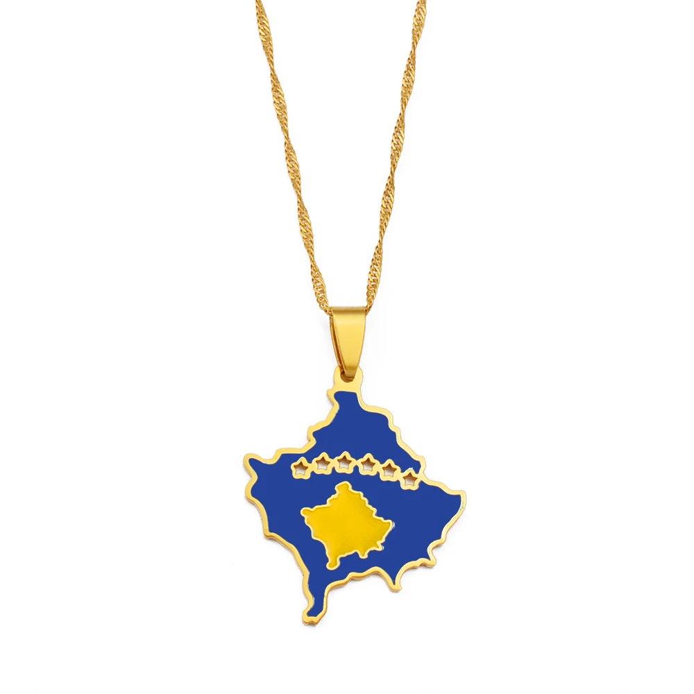 Anniyo Kosovo Pendant Necklaces For Women Girls Gold Color Jewelry Kosoves Pendant Jewellery #258921