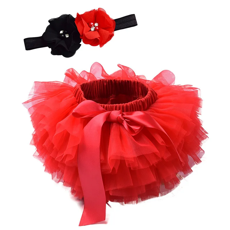 DE PEACH Baby Girl Diapers Cover Shorts Skirts+Headband Set Infant Newborn Kids Fluffy Pettiskirt Girls Tulle Lace Tutu Skirts