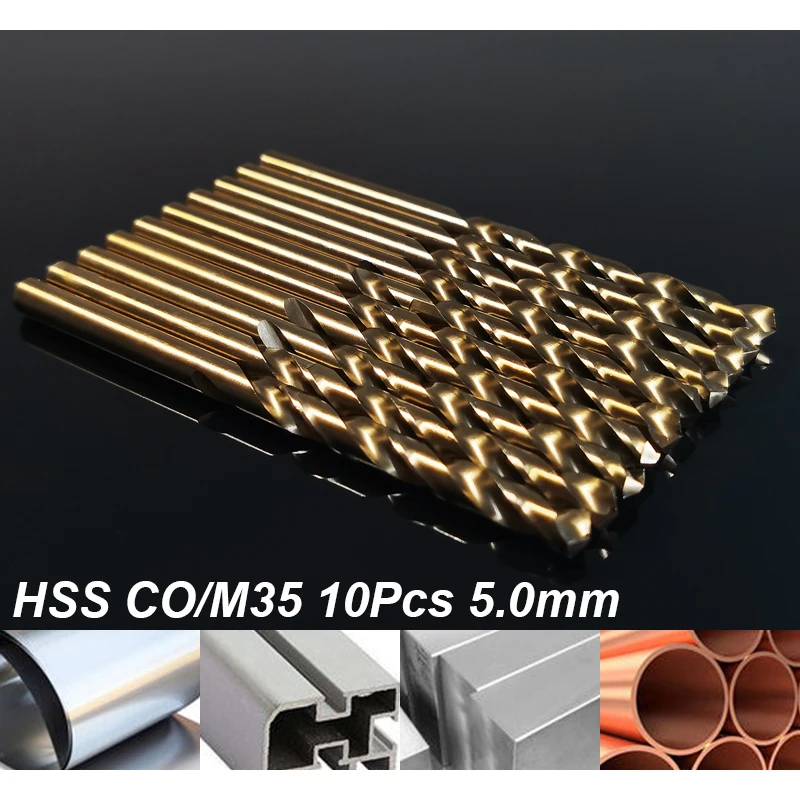 

Набор из 10 спиральных Сверл из быстрорежущей стали HSS CO/M35 5 мм, резак для отверстий из нержавеющей стали, полностью заземляющий металлический расширитель, инструменты, набор ручных инструментов «сделай сам»