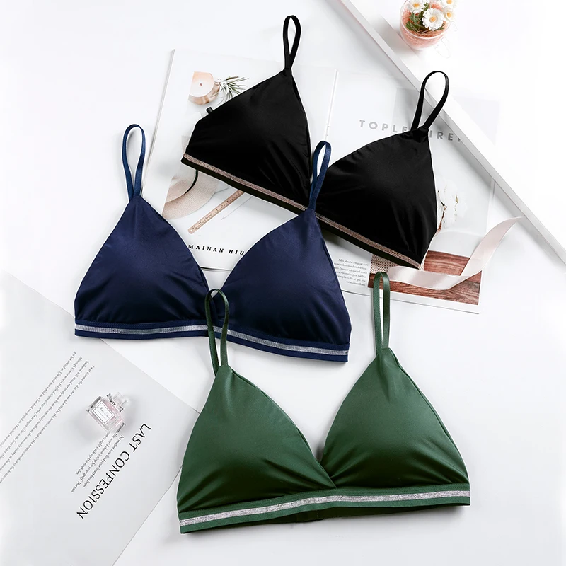 BANNIROU-Bralette Fino Sem Fio para Mulher, Lingerie Sexy, Roupa Interior Sem Costura, Suave Respirável, Biquíni De Seda De Gelo, Sutiãs Sem Fio, 1Pc