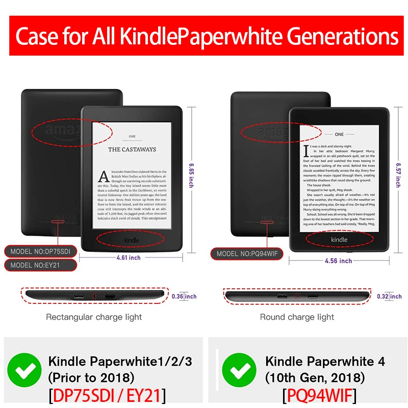 Stand Case for Kindle Paperwhite (Fits All-New 10th Generation 2018 / All 6 Inch Paperwhite Gen) with Auto Sleep/wake&Hand-held