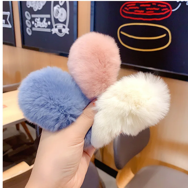 Autumn and winter hairy edge clip Korean simple plush hairpin girl net red bb clip hairpin bangs clip headdress top clip