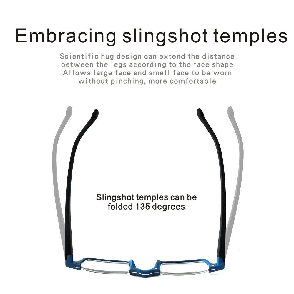Small Reading Glasses Men Diopter Metal Frame for Men Slingshot Temples Can Be Stretched Without Pinching Comfortable To Wear