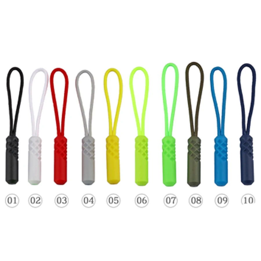 10Pcs/lot 10 Color Outdoor Camping Equipment Tool Costumes Bags Zipper Tail Rope Anti-theft Longer Zipper pull Rope