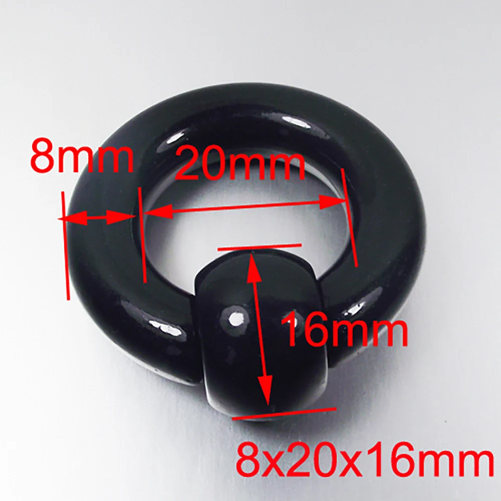 Large Black Acrylic Captive Bead Ring for Body Piercing