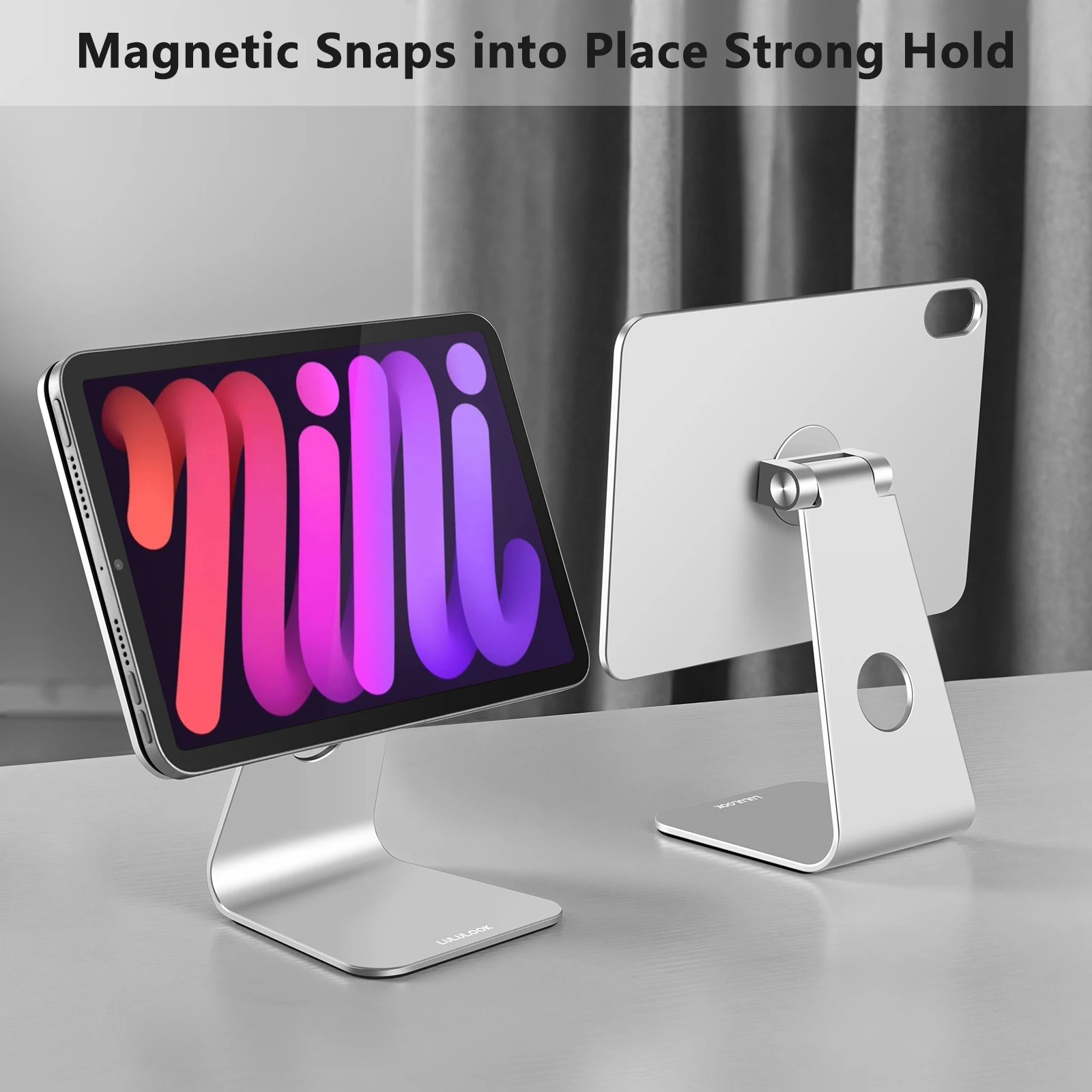 Lululook Magnetischer Ständer Tablet-Halter für iPad Mini 7 6, verstellbare Desktop-Halterung, Magnet-Aluminium-Ständer für Apple iPad Mini7 6