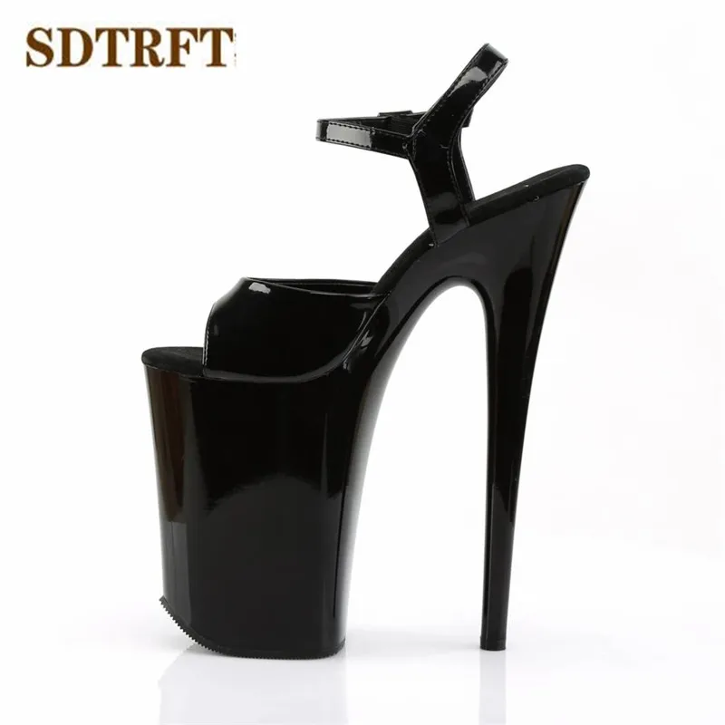 SDTRFT Zapatos Mujer Ankle Strap 9 Inch Fetish RED Sandals Summer 23cm Thin High Heels Pumps 13cm Platform Women Peep Toe Shoes