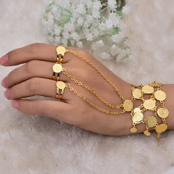 Wholesale Gold Color Coin Bracelet Bangles in chain link Rings For Women Dress Bracelet Hot Sale Arab Middle East Bracelet