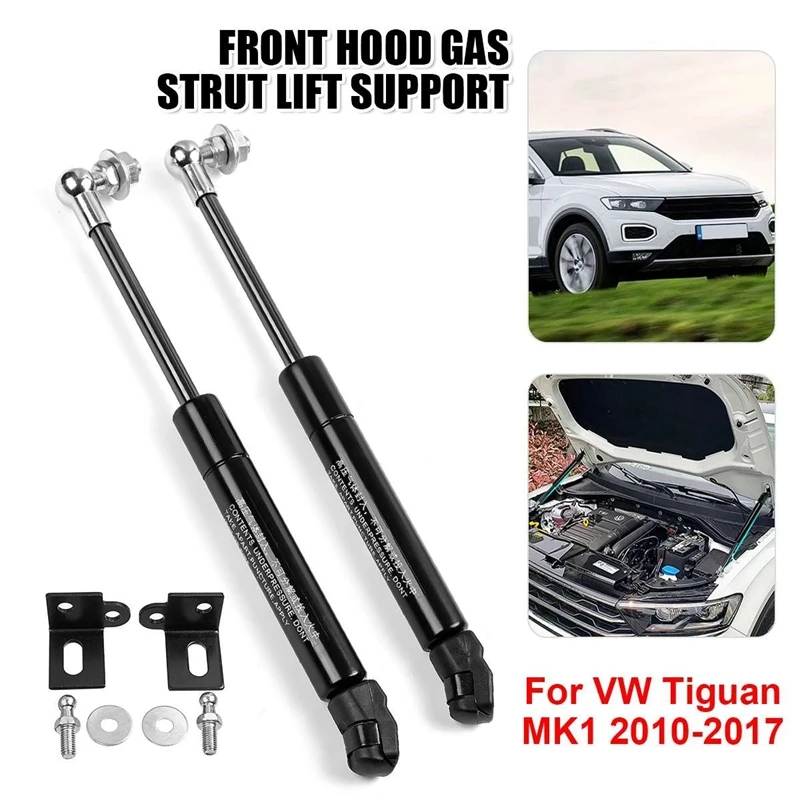 2Pcs Front Engine Cover Bonnet Hood Gas Strut Bars Gas Spring Shock Lift Support Rod for Tiguan Mk1 2010-2017